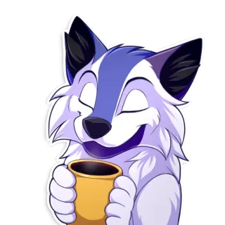 ☕️ 7af5c1a9 loup, café, mignon, dessin animé, animal, boisson telegram sticker