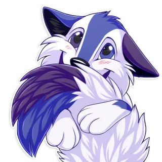 ☺️ 8dfef481 renard, mignon, animal, dessin animé, poilu, violet telegram sticker