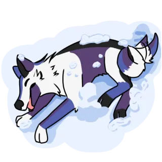 ❄ 8f3d7452 loup, animal, neige, dessin animé, violet, blanc, hiver, mignon telegram sticker