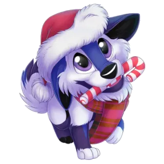 🎅 961ae60e chien, noël, écharpe, chapeau, mignon, animal, sucre d'orge, hiver telegram sticker