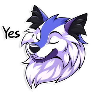 👍 9e0ae465 Yes Loup, Furry, Animal, Oui, Positif, Expression telegram sticker