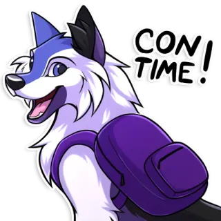 🧳 ca219fc6 CON TIME!! Loup, Furry, Convention, Con, Dessin animé telegram sticker