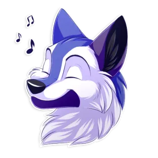 🎶 d34cdbb2 loup, dessin animé, animal, furry, musique, notes, chant, joyeux telegram sticker