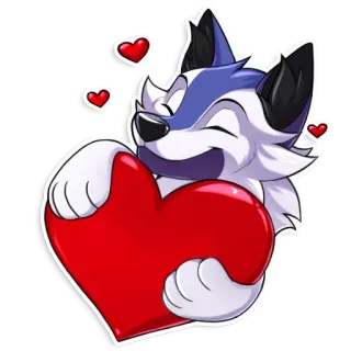 ❤️ d3e8018c loup, coeur, amour, mignon, dessin animé telegram sticker