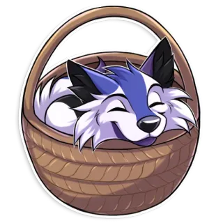 🗑 e9999548 loup, panier, mignon, endormi, animal, dessin animé telegram sticker