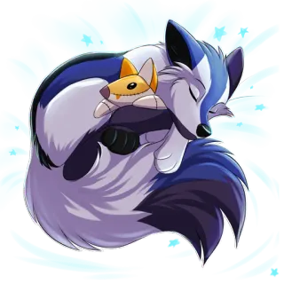 😋 f10f5fd3 renard, animal, mignon, dormir, câlin, jouet telegram sticker