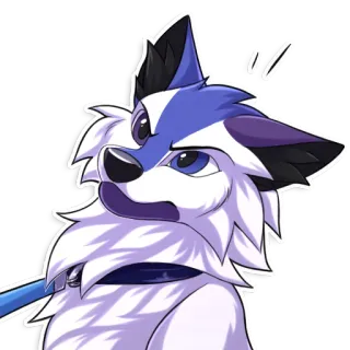 🤨 f4c606dc furry, loup, animal, dessin animé, personnage, bleu, blanc telegram sticker