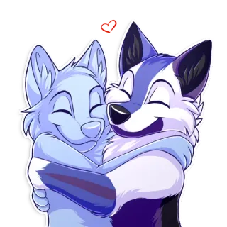 🤗 fe9ac003 Loup, Câlin, Amour, Mignon, Animal, Dessin animé telegram sticker