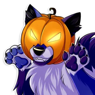 🎃 fef90ea7 autocollant, citrouille, loup, Halloween, monstre telegram sticker