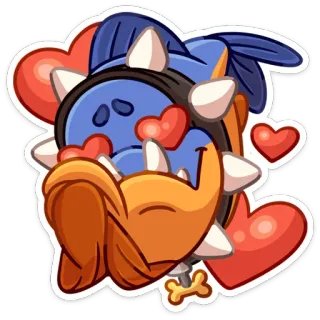 🥰 7a127b81 adesivo, amor, corações, personagem azul, personagem laranja telegram sticker