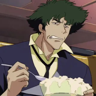 🚬 00d41a21 Spike Spiegel Cowboy Bebop Anime, Cartone animato, Mangiare, Personaggio, Spike Spiegel, Cowboy Bebop whatsapp sticker