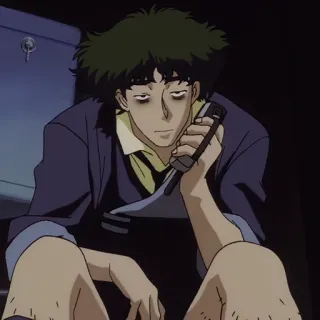 🚬 55d799f8 Spike Spiegel Cowboy Bebop Anime, Personaggio, Spike Spiegel, Cowboy Bebop, Animazione, Fantascienza, Cacciatore di taglie whatsapp sticker