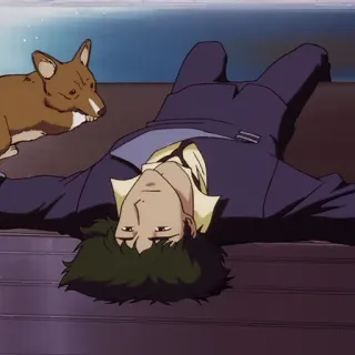 🚬 67b641a7 Spike Spiegel Cowboy Bebop Anime, Cowboy Bebop, Spike Spiegel, Cane, Rilassante, Western spaziale whatsapp sticker