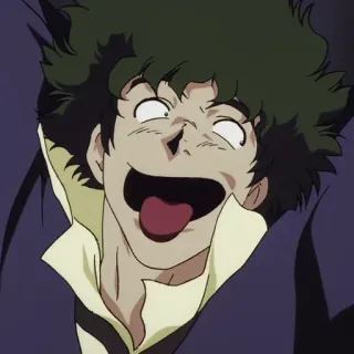 🚬 8345e35d Spike Spiegel Cowboy Bebop Anime, Spike Spiegel, Cowboy Bebop, Cartone animato, Faccia buffa, Felice whatsapp sticker