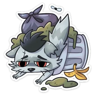 🗑️ 1f3773b3 고양이, 쓰레기, 폐기물, 슬픈, 동물, 만화, 스티커 telegram sticker