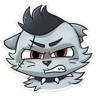 😡 2a352718 고양이, 만화, 화난, 목걸이, 동물, 스티커 telegram sticker