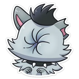 😶 3c26e479 만화, 고양이, 동물, 회색, 스티커, 털 telegram sticker