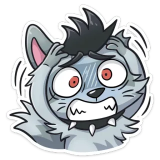 😳 44fa7401 늑대, 만화, 걱정하는, 무서워하는, 스트레스받는, 불안한, 퍼리 telegram sticker