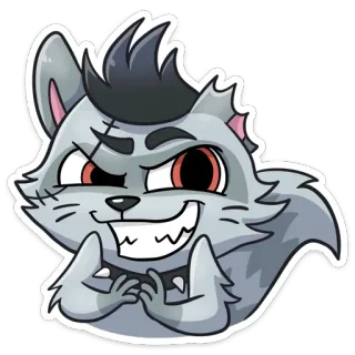 😈 988880db 고양이, 동물, 만화, 스티커, 회색, 미소, 능글 telegram sticker