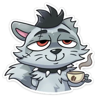 ☕ c002052b 만화, 늑대, 커피, 동물, 캐릭터, 스티커 telegram sticker