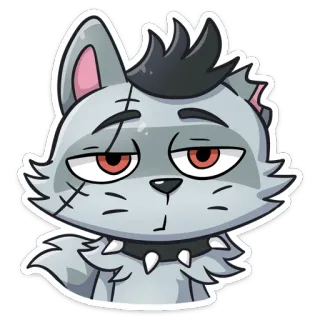 😕 f5a89fc6 만화, 늑대, emo, 스파이크 목걸이, 귀여운, 스티커 telegram sticker