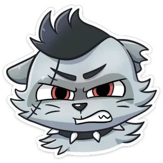 😠 02c89fec 고양이, 화난, 만화, 스티커, 고양이과, 스파이크 칼라 telegram sticker