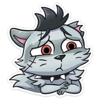 😔 2e98e23b 만화, 동물, 슬픈, 귀여운, 괴물, 늑대 telegram sticker