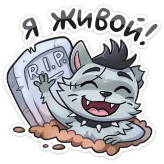👋 a7e639c9 Я живой! 고양이, 좀비, 무덤, 만화, 부활 telegram sticker