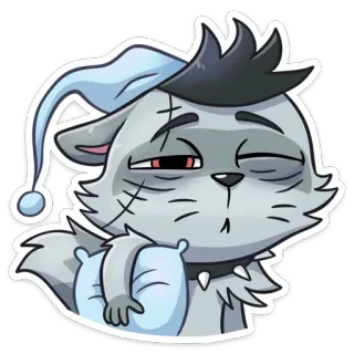 😴 ba84d429 고양이, 졸린, 베개, 동물, 만화, 스티커, 귀여운 telegram sticker