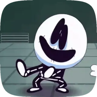 😃 9bacf6e7 Skid Spooky Month Spooky Month, สกิด, การ์ตูน, โครงกระดูก, ฮาโลวีน telegram sticker