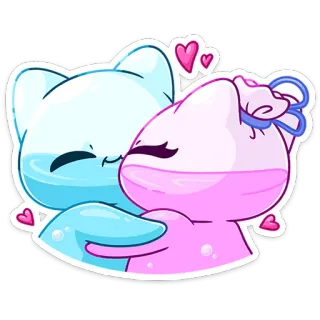 😙 e64cb4b4 猫, 爱, 可爱, 动物, 亲吻, 心, 情侣, 卡通 whatsapp sticker