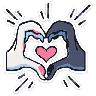 ⭐ 12787f87 coeur, mains, amour, geste, rose, blanc, noir telegram sticker