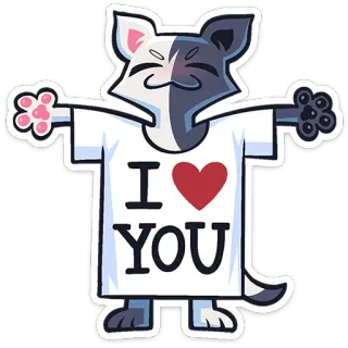 ⭐ 29027def I ❤️ YOU chat, amour, coeur, mignon, animal, autocollant telegram sticker