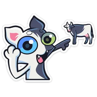 ⭐ 6aeacd27 chat dessin animé, vache, animaux, autocollant, illustration telegram sticker