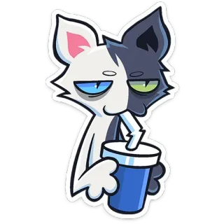 🧃 634cba1e Katze, trinken, Cartoon, Tier, lustig, Figur, Sticker telegram sticker