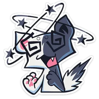 😵‍💫 7728529b Hund, Cartoon, schwindelig, Sterne, Tier, Aufkleber telegram sticker