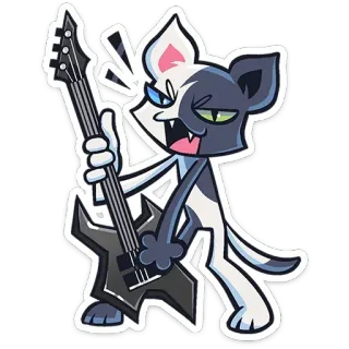 🎸 77ce5379 Katze, Cartoon, Tier, Gitarre, Musik, Musiker, Rock, Star telegram sticker