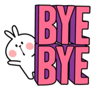 ✋ 893188ba BYE BYE thỏ, tạm biệt, chào tạm biệt, hoạt hình telegram sticker