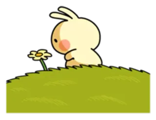 😔 93bc118b dễ thương, thỏ, hoa, thiên nhiên, kawaii, hoạt hình, ngây thơ telegram sticker