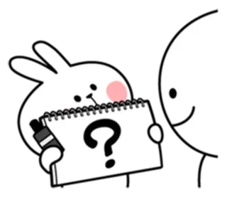 ❓ a041bee6 ? dấu chấm hỏi, thỏ, bản vẽ, phim hoạt hình, bối rối, biểu cảm, sổ phác thảo telegram sticker
