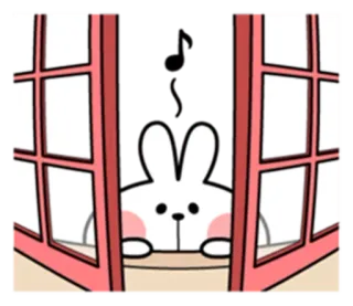 😚 a6bcff17 hoạt hình, thỏ, cửa sổ, dễ thương, động vật telegram sticker