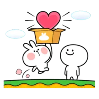 ✳️ cf53a437 Hase, Liebe, Cartoon, Animation, Herz, Figur whatsapp sticker