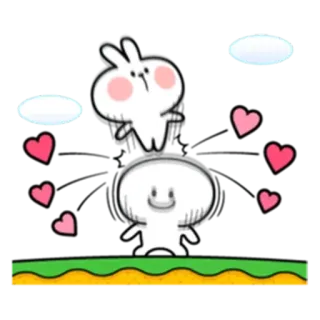 ✳️ dac520b1 Cartoon, Hase, Süß, Herzen, Animation whatsapp sticker
