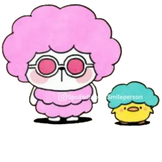 ✳️ eb906bd6 Cartoon, Figur, Niedlich, Rosa, Gelb, Zeichnung whatsapp sticker