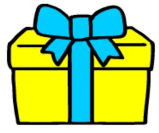 💝 e5c42618 regalo, presente, scatola, nastro, giallo, blu telegram sticker