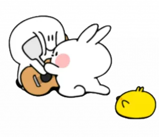 😆 b780d1d5 マンガ, ウサギ, アヒル, ギター, 可愛い, 面白い telegram sticker