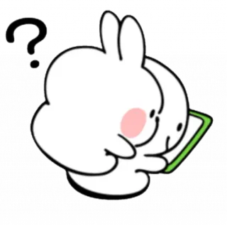 🤔 bc6aa0d9 うさぎ, ウサギ, 困惑, 疑問符, 考え中, かわいい, ステッカー telegram sticker