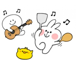 💃 e341d0d3 漫画, 音楽, ウサギ, ヒヨコ, ギター, 料理 telegram sticker