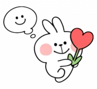 ❤️ f02faad9 うさぎ, かわいい, カワイイ, ハート, 愛, 考えてる telegram sticker