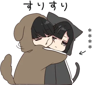 🧁 a81ed3e0 すりすり anime, cartoon, hugging, kawaii, cute, animals telegram sticker